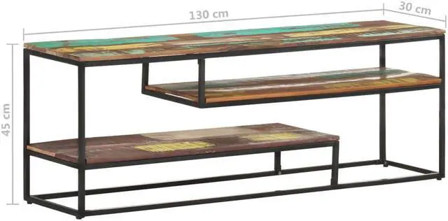 Alt view image 5 of 6 - vidaXL TV Cabinet 51.2"x11.8"x17.7" Solid Reclaimed Wood