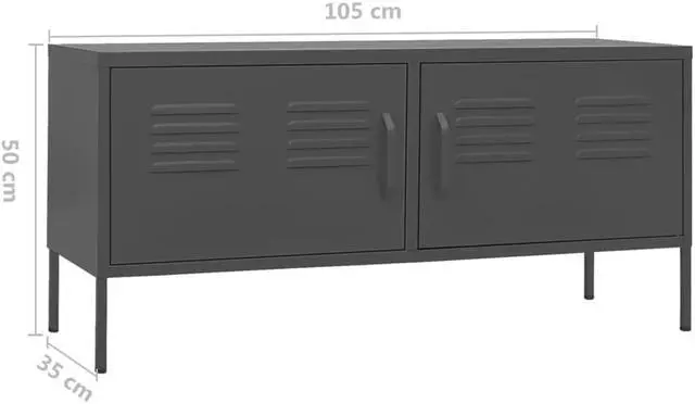 Alt view image 4 of 7 - vidaXL TV Cabinet Anthracite 41.3"x13.8"x19.7" Steel
