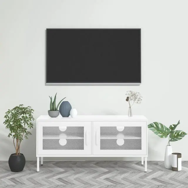 Main image of vidaXL TV Cabinet White 41.3"x13.8"x19.7" Steel