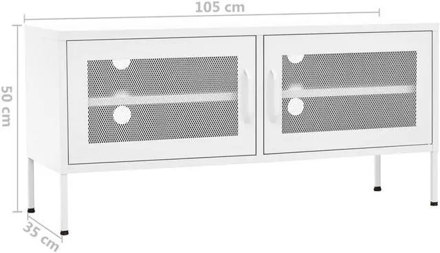 Alt view image 4 of 6 - vidaXL TV Cabinet White 41.3"x13.8"x19.7" Steel