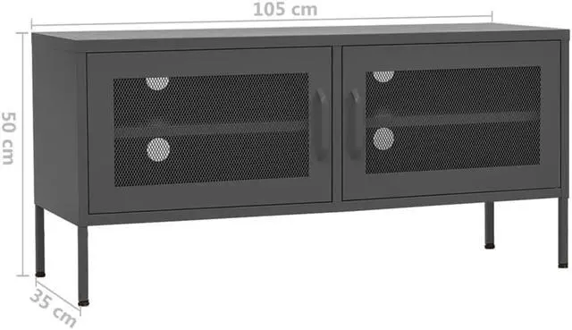 Alt view image 4 of 7 - vidaXL TV Cabinet Anthracite 41.3"x13.8"x19.7" Steel