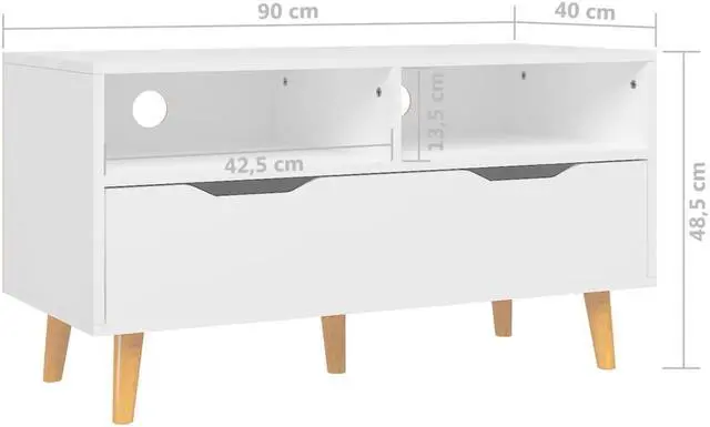 Alt view image 6 of 7 - vidaXL TV Cabinet White 35.4"x15.7"x19.1" Engineered Wood