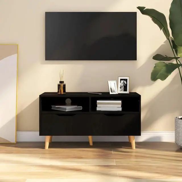Main image of vidaXL TV Cabinet Black 35.4"x15.7"x19.1" Engineered Wood