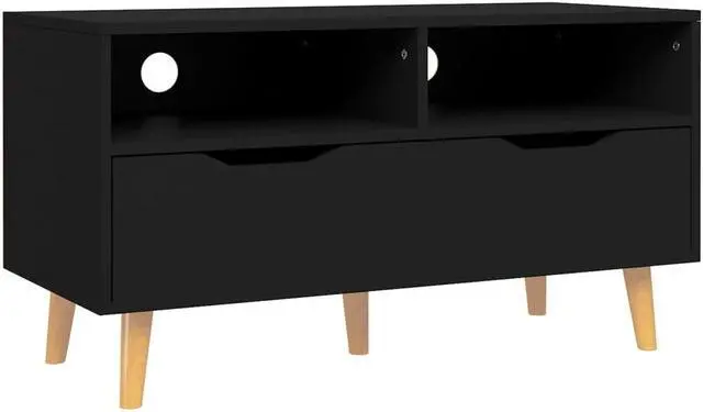 Alt view image 5 of 7 - vidaXL TV Cabinet Black 35.4"x15.7"x19.1" Engineered Wood