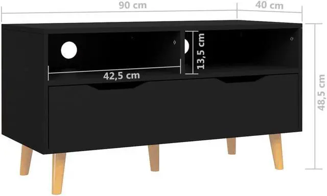 Alt view image 7 of 7 - vidaXL TV Cabinet Black 35.4"x15.7"x19.1" Engineered Wood