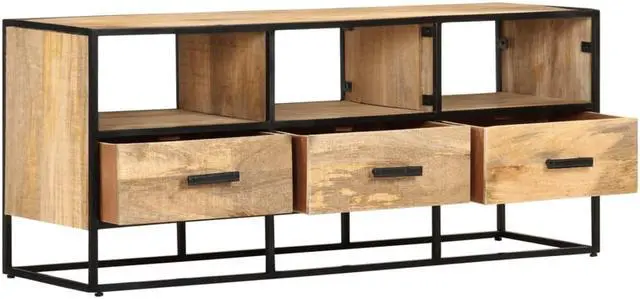 Alt view image 3 of 7 - vidaXL TV Cabinet 43.3"x11.8"x17.7" Rough Mango Wood