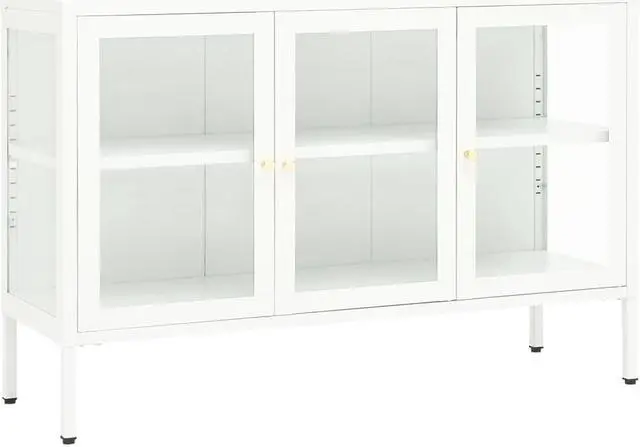 Alt view image 16 of 17 - vidaXL Sideboard White 41.3"x13.8"x27.6" Steel and Glass