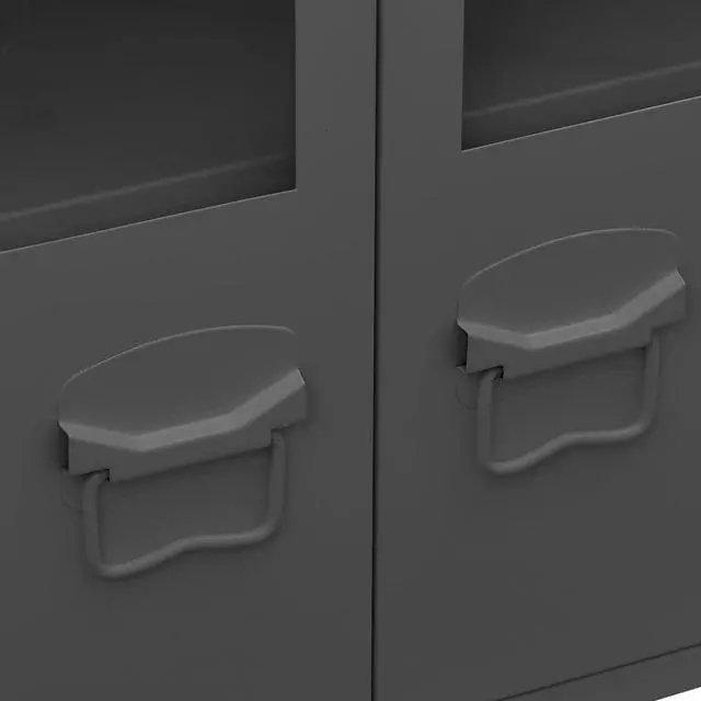 Alt view image 11 of 14 - vidaXL Industrial Sideboard Anthracite 41.3"x13.8"x24.4" Metal and Glass