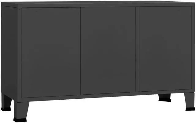 Alt view image 9 of 14 - vidaXL Industrial Sideboard Anthracite 41.3"x13.8"x24.4" Metal and Glass