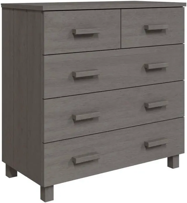Alt view image 12 of 14 - vidaXL Sideboard HAMAR Light Gray 31.1"x15.7"x31.5" Solid Wood Pine