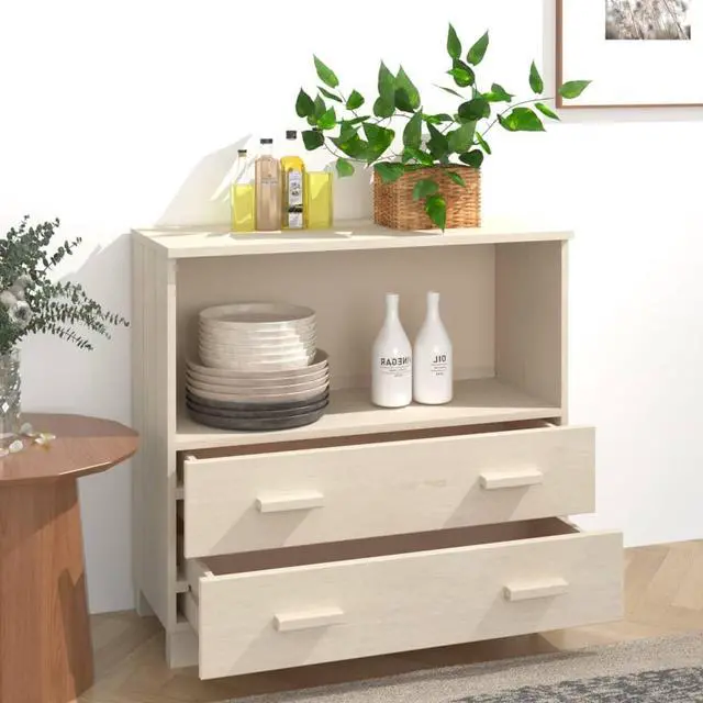 Alt view image 12 of 16 - vidaXL Sideboard HAMAR Honey Brown 33.5"x13.8"x31.5" Solid Wood Pine