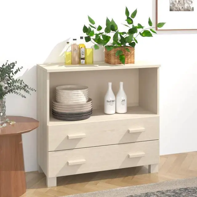 Alt view image 11 of 16 - vidaXL Sideboard HAMAR Honey Brown 33.5"x13.8"x31.5" Solid Wood Pine