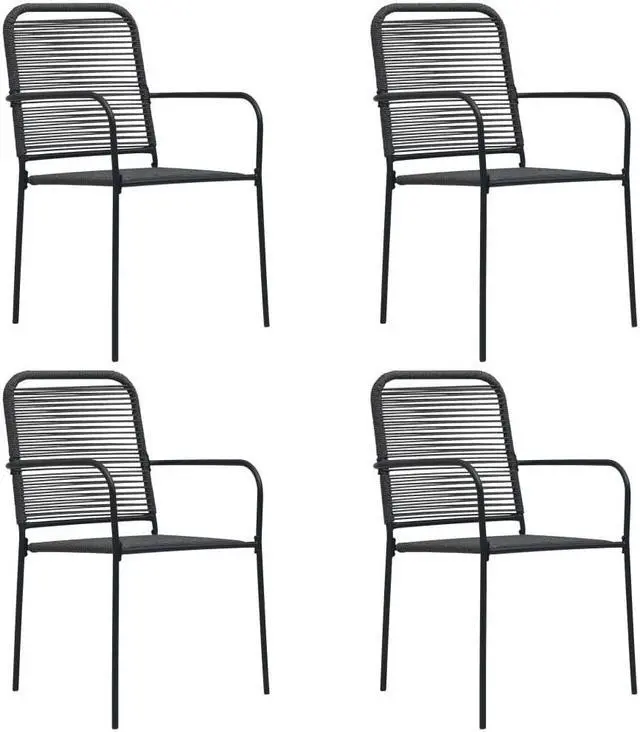 Alt view image 5 of 10 - vidaXL Patio Chairs 4 Pcs Outdoor Patio Chair Cotton Rope and Steel Black