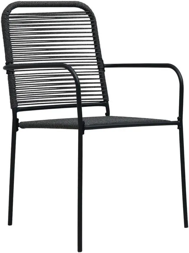 Alt view image 6 of 10 - vidaXL Patio Chairs 4 Pcs Outdoor Patio Chair Cotton Rope and Steel Black