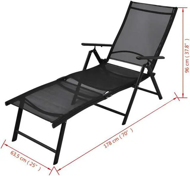 Alt view image 14 of 14 - vidaXL Patio Lounge Chair Outdoor Sunbed Folding Sunlounger for Beach Aluminum