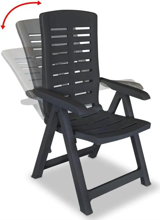 Alt view image 11 of 14 - vidaXL Reclining Garden Chairs 2 pcs Plastic Anthracite