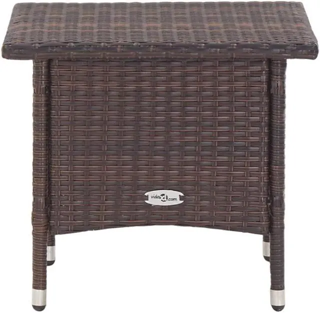 Alt view image 9 of 9 - vidaXL Tea Table Brown 19.7"x19.7"x18.5" Poly Rattan