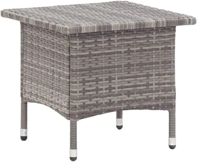 Alt view image 8 of 9 - vidaXL Tea Table Gray 19.7"x19.7"x18.5" Poly Rattan