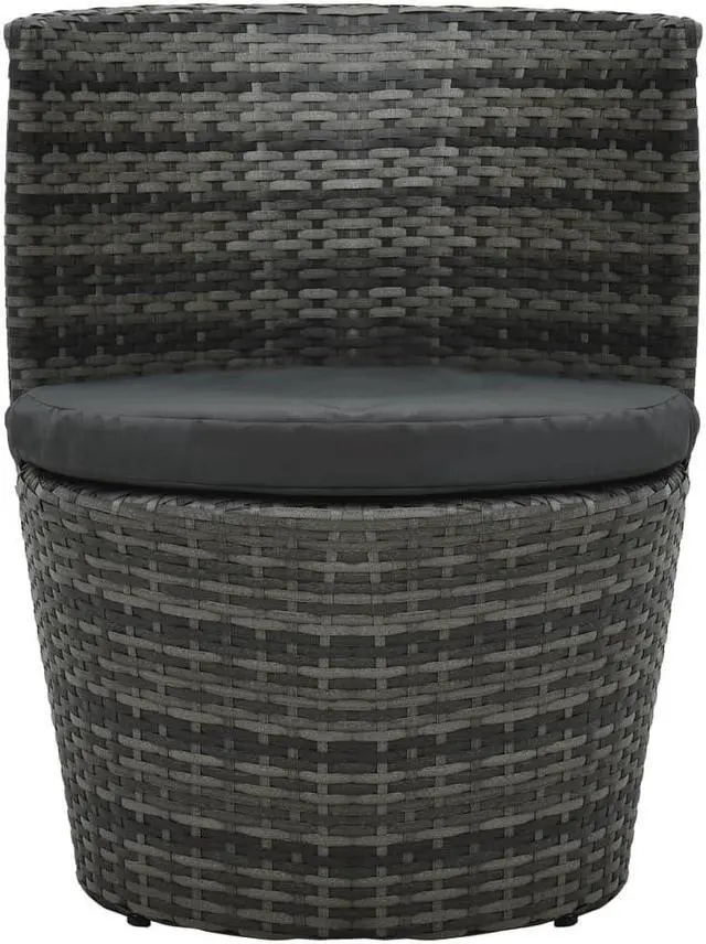 Alt view image 12 of 12 - vidaXL 3 Piece Bistro Set with Cushions Poly Rattan Gray