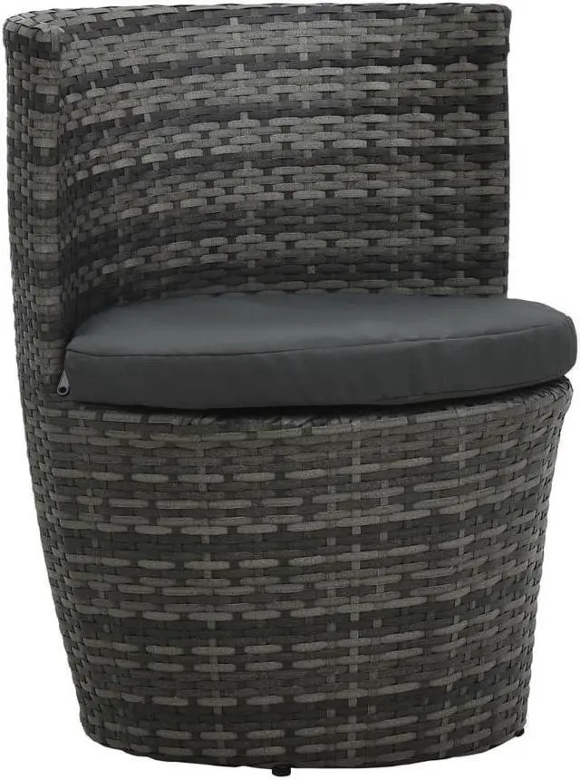 Alt view image 11 of 12 - vidaXL 3 Piece Bistro Set with Cushions Poly Rattan Gray