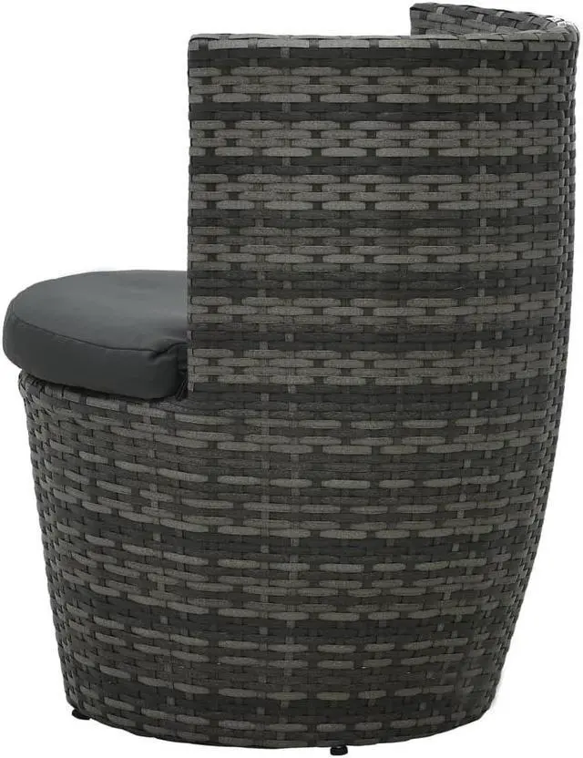 Alt view image 10 of 12 - vidaXL 3 Piece Bistro Set with Cushions Poly Rattan Gray