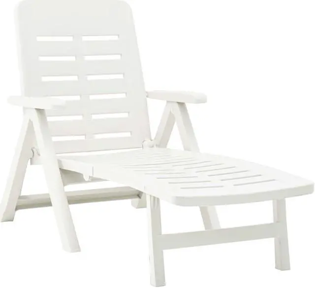 Alt view image 13 of 13 - vidaXL Folding Sun Lounger Plastic White