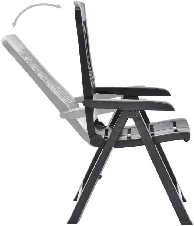 Alt view image 16 of 17 - vidaXL Garden Reclining Chairs 2 pcs Plastic Anthracite