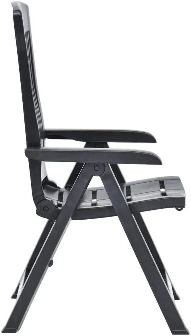Alt view image 17 of 17 - vidaXL Garden Reclining Chairs 2 pcs Plastic Anthracite