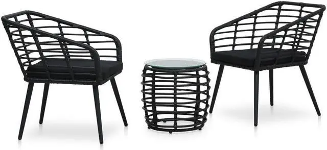 Alt view image 11 of 15 - vidaXL Bistro Set Black, Transparent