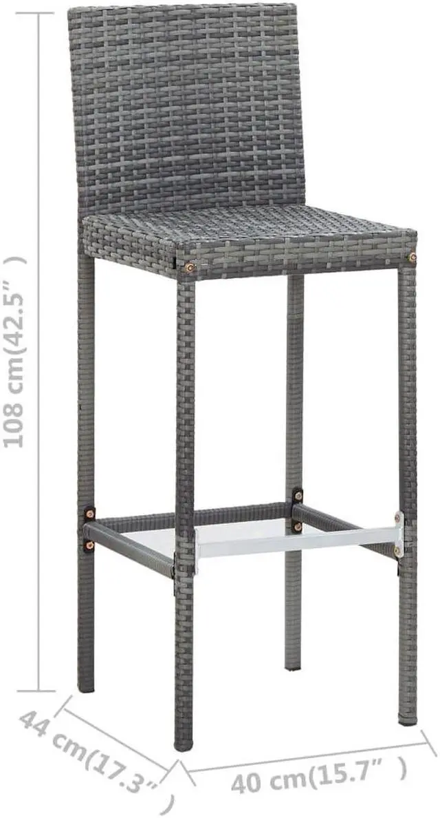 Alt view image 3 of 6 - vidaXL Patio Bar Set 7 Piece Patio Bar Table and Chairs Dining Set Poly Rattan