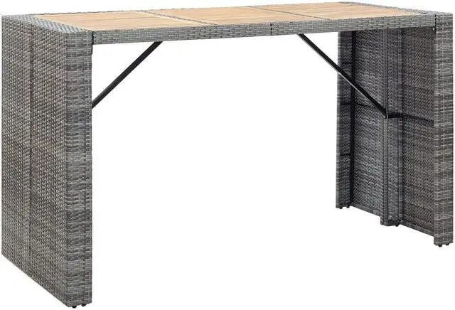 Alt view image 6 of 6 - vidaXL Patio Bar Set 7 Piece Patio Bar Table and Chairs Dining Set Poly Rattan