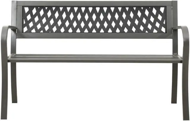 Alt view image 7 of 10 - vidaXL Garden Bench 49.2" Steel Gray