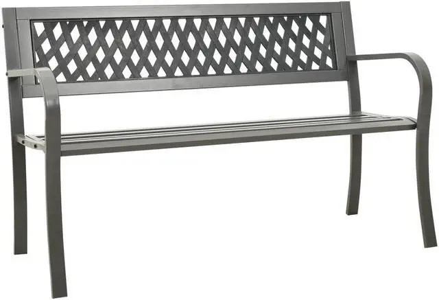 Alt view image 6 of 10 - vidaXL Garden Bench 49.2" Steel Gray