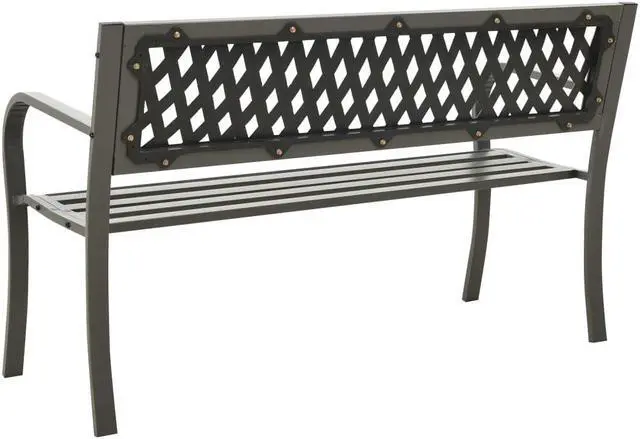 Alt view image 9 of 10 - vidaXL Garden Bench 49.2" Steel Gray