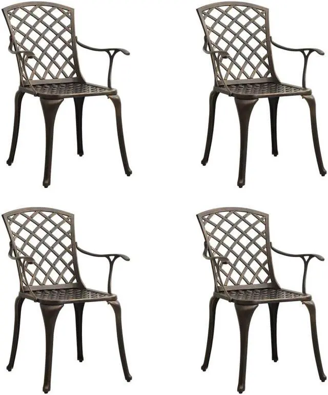 Alt view image 11 of 16 - vidaXL Garden Chairs 4 pcs Cast Aluminum Bronze