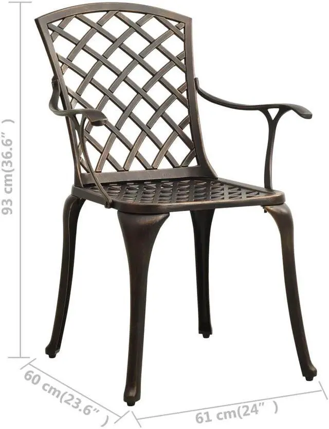 Alt view image 13 of 16 - vidaXL Garden Chairs 4 pcs Cast Aluminum Bronze
