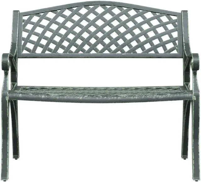 Alt view image 14 of 18 - vidaXL Patio Bench 40.2" Cast Aluminum Green