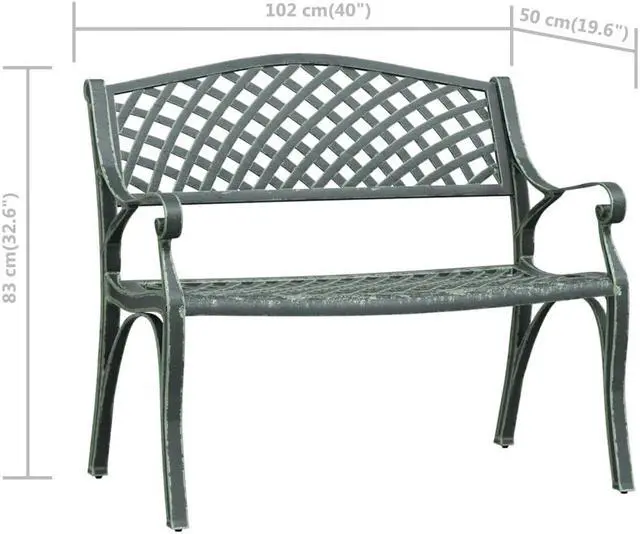 Alt view image 18 of 18 - vidaXL Patio Bench 40.2" Cast Aluminum Green