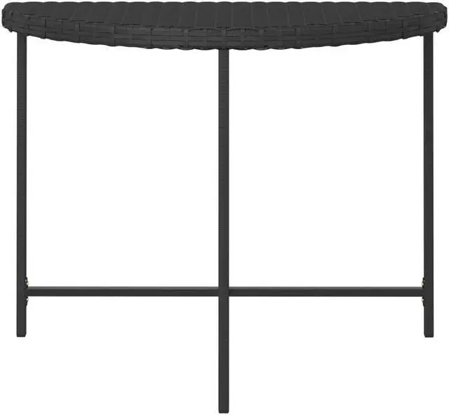Alt view image 11 of 15 - vidaXL Patio Table Black 39.4"x19.7"x29.5" Poly Rattan