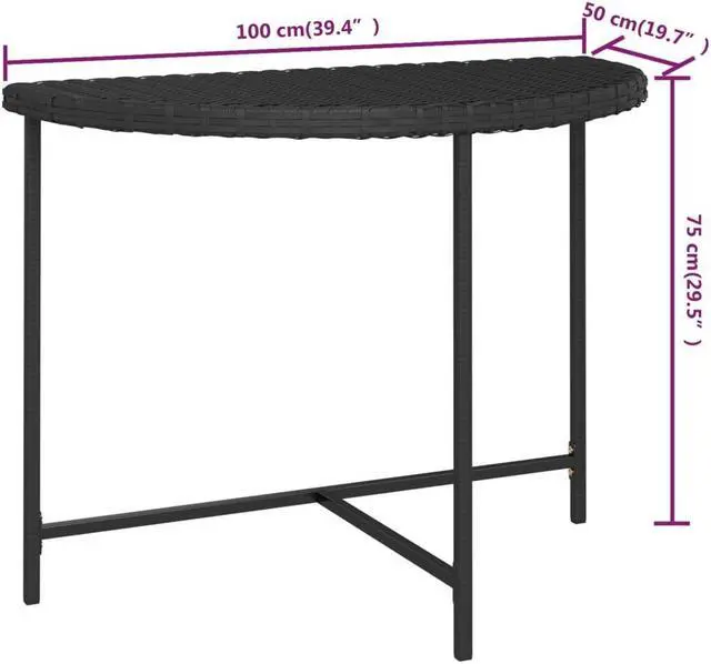 Alt view image 15 of 15 - vidaXL Patio Table Black 39.4"x19.7"x29.5" Poly Rattan