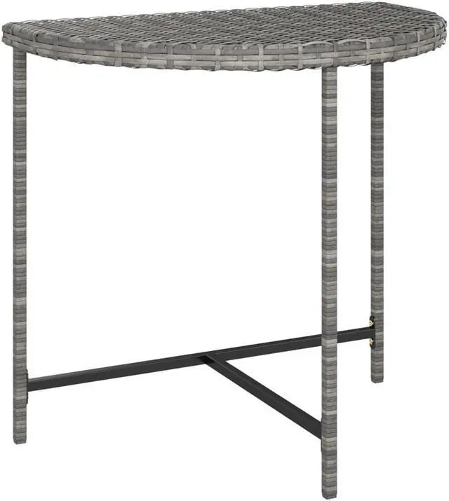 Alt view image 12 of 17 - vidaXL Patio Table Gray 31.5"x19.7"x29.5" Poly Rattan