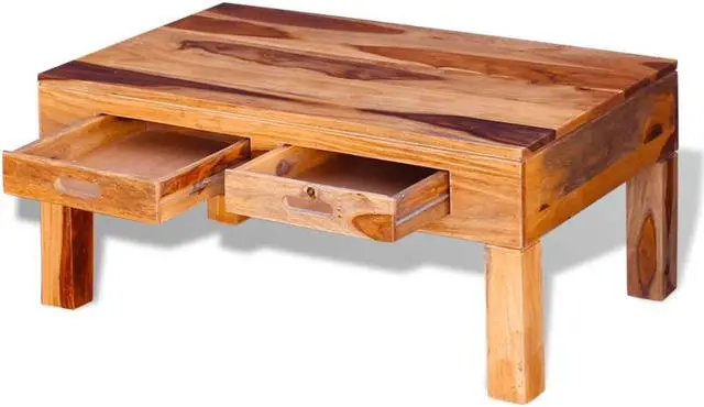 Alt view image 14 of 14 - vidaXL Coffee Table Brown Solid Acacia wood, Palisander wood Medium