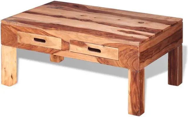 Alt view image 10 of 14 - vidaXL Coffee Table Brown Solid Acacia wood, Palisander wood Medium