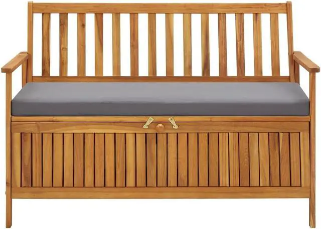 Alt view image 10 of 14 - vidaXL Garden Storage Bench 47.2" Solid Acacia Wood
