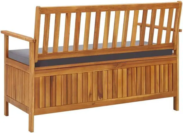 Alt view image 12 of 14 - vidaXL Garden Storage Bench 47.2" Solid Acacia Wood
