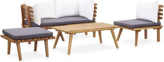 Alt view image 2 of 5 - vidaXL Patio Sofa Set Sectional Sofa Patio Furniture 5 Piece Solid Wood Acacia