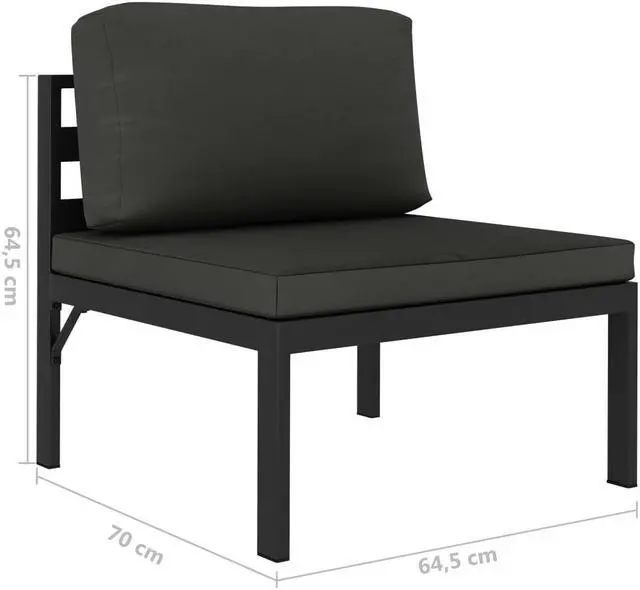 Alt view image 12 of 15 - vidaXL Sectional Middle Sofa with Cushions Aluminum Anthracite
