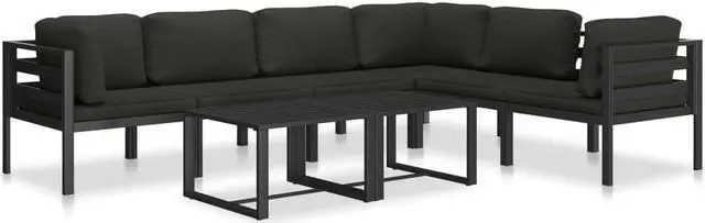 Alt view image 15 of 15 - vidaXL Sectional Middle Sofa with Cushions Aluminum Anthracite