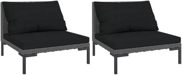 Alt view image 10 of 14 - vidaXL Patio Sofas 2pcs with Cushions Half Round Poly Rattan