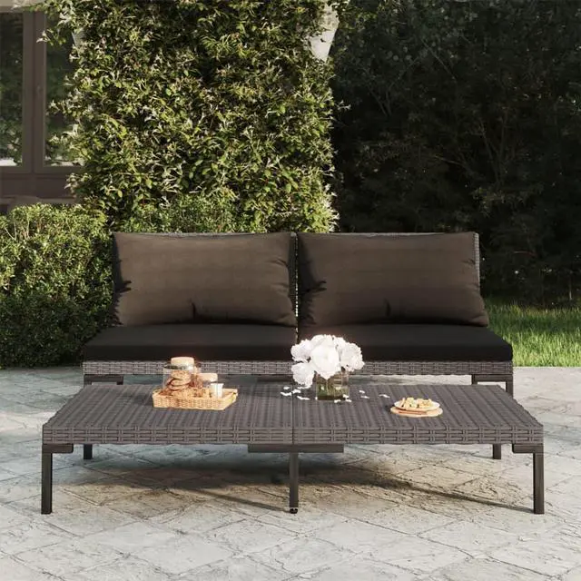 Alt view image 9 of 14 - vidaXL Patio Sofas 2pcs with Cushions Half Round Poly Rattan